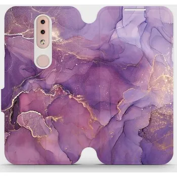 Pouzdro na mobilní telefon Flipové pouzdro Mobiwear - Nokia 4.2 - VP20S Fialový mramor (Knížkové flip pouzdro, obal, kryt na mobil Nokia 4.2 - VP20S Fialový mramor, materiál Umělá kůže + TPU - ochrana 360°, stojánek, silikonová vanička, magnetické zavírání)