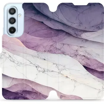 Pouzdro na mobilní telefon Flipové pouzdro Mobiwear - Samsung Galaxy A54 5G - VP31S Bílý a fialový mramor (Knížkové flip pouzdro, obal, kryt na mobil Samsung Galaxy A54 5G - VP31S Bílý a fialový mramor, materiál Umělá kůže + TPU - ochrana 360°, stojánek, silikonová vanička,)