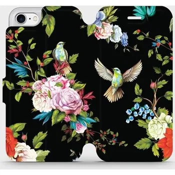Pouzdro na mobilní telefon Flipové pouzdro Mobiwear - Apple iPhone 7 - VD09S Ptáčci a květy (Knížkové flip pouzdro, obal, kryt na mobil Apple iPhone 7 - VD09S Ptáčci a květy, materiál Umělá kůže + TPU - ochrana 360°, stojánek, silikonová vanička, magnetické zavírání)