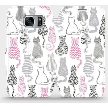 Pouzdro na mobilní telefon Flipové pouzdro Mobiwear - Samsung Galaxy S7 Edge - MX01S Kočičí zádíčka (Knížkové flip pouzdro, obal, kryt na mobil Samsung Galaxy S7 Edge - MX01S Kočičí zádíčka, materiál Umělá kůže + TPU - ochrana 360°, stojánek, silikonová vanička, magnetické zavírání