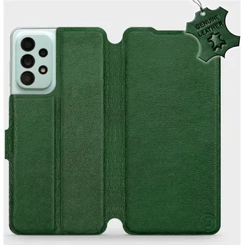 Pouzdro na mobilní telefon Kožené flip pouzdro Mobiwear - Samsung Galaxy A33 5G - Zelené (Kožené knížkové pouzdro, obal, kryt na mobil Samsung Galaxy A33 5G, Zelené, materiál Genuine Leather, ochrana 360°, stojánek, silikonová vanička, magnetické zavírání)