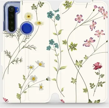 Pouzdro na mobilní telefon Flipové pouzdro Mobiwear - Xiaomi Redmi Note 8T - MD03S Tenké rostlinky s květy (Knížkové flip pouzdro, obal, kryt na mobil Xiaomi Redmi Note 8T - MD03S Tenké rostlinky s květy, materiál Umělá kůže + TPU - ochrana 360°, stojánek, silikonová vanička,)
