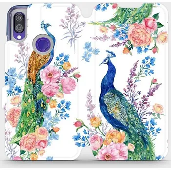Pouzdro na mobilní telefon Flipové pouzdro Mobiwear - Xiaomi Redmi Note 7 - MX08S Pávi (Knížkové flip pouzdro, obal, kryt na mobil Xiaomi Redmi Note 7 - MX08S Pávi, materiál Umělá kůže + TPU - ochrana 360°, stojánek, silikonová vanička, magnetické zavírání)