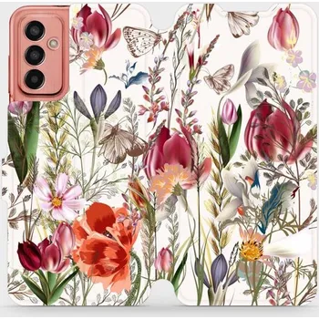Pouzdro na mobilní telefon Flipové pouzdro Mobiwear - Samsung Galaxy M13 - MP01S Rozkvetlá louka (Knížkové flip pouzdro, obal, kryt na mobil Samsung Galaxy M13 - MP01S Rozkvetlá louka, materiál Umělá kůže + TPU - ochrana 360°, stojánek, silikonová vanička, magnetické zavírání)