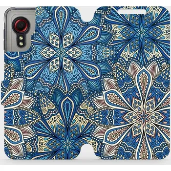 Pouzdro na mobilní telefon Flipové pouzdro Mobiwear - Samsung Galaxy Xcover 5 - V108P Modré mandala květy (Knížkové flip pouzdro, obal, kryt na mobil Samsung Galaxy Xcover 5 - V108P Modré mandala květy, materiál Umělá kůže + TPU - ochrana 360°, stojánek, silikonová vanička,)