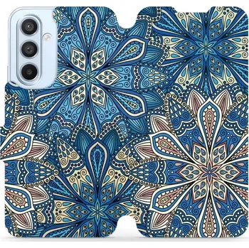 Flipové pouzdro Mobiwear - Samsung Galaxy A54 5G - V108P Modré mandala květy (Knížkové flip pouzdro, obal, kryt na mobil Samsung Galaxy A54 5G - V108P Modré mandala květy, materiál Umělá kůže + TPU - ochrana 360°, stojánek, silikonová vanička, magnetické)