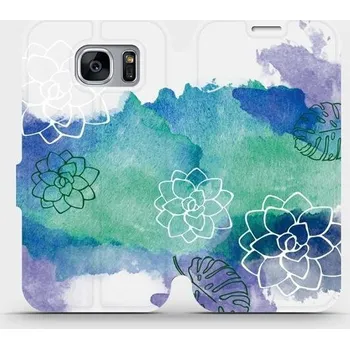 Pouzdro na mobilní telefon Flipové pouzdro Mobiwear - Samsung Galaxy S7 Edge - MG11S Vodovkové květy (Knížkové flip pouzdro, obal, kryt na mobil Samsung Galaxy S7 Edge - MG11S Vodovkové květy, materiál Umělá kůže + TPU - ochrana 360°, stojánek, silikonová vanička, magnetické zavírá