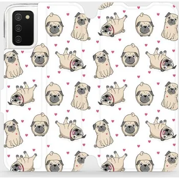 Pouzdro na mobilní telefon Flipové pouzdro Mobiwear - Samsung Galaxy A03s - M097P Mopsíci (Knížkové flip pouzdro, obal, kryt na mobil Samsung Galaxy A03s - M097P Mopsíci, materiál Umělá kůže + TPU - ochrana 360°, stojánek, silikonová vanička, magnetické zavírání)