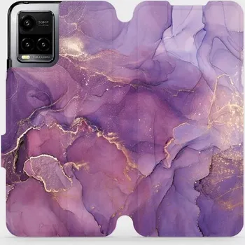 Pouzdro na mobilní telefon Flipové pouzdro Mobiwear - Vivo Y21S - VP20S Fialový mramor (Knížkové flip pouzdro, obal, kryt na mobil Vivo Y21S - VP20S Fialový mramor, materiál Umělá kůže + TPU - ochrana 360°, stojánek, silikonová vanička, magnetické zavírání)