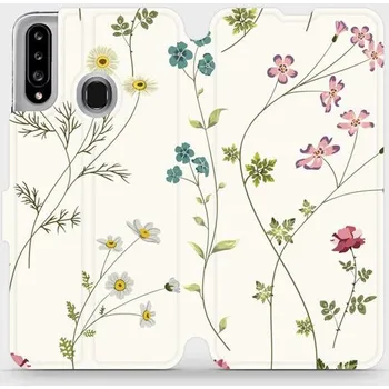 Pouzdro na mobilní telefon Flipové pouzdro Mobiwear - Samsung Galaxy A20S - MD03S Tenké rostlinky s květy (Knížkové flip pouzdro, obal, kryt na mobil Samsung Galaxy A20S - MD03S Tenké rostlinky s květy, materiál Umělá kůže + TPU - ochrana 360°, stojánek, silikonová vanička,)