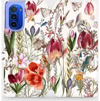Pouzdro na mobilní telefon Flipové pouzdro Mobiwear - Motorola Moto G51 5G - MP01S Rozkvetlá louka (Knížkové flip pouzdro, obal, kryt na mobil Motorola Moto G51 5G - MP01S Rozkvetlá louka, materiál Umělá kůže + TPU - ochrana 360°, stojánek, silikonová vanička, magnetické zavírání)