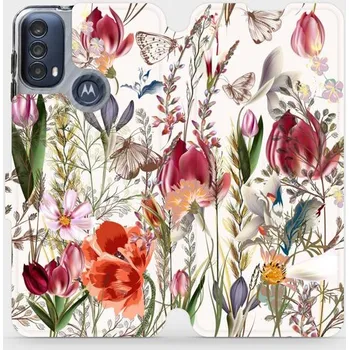 Pouzdro na mobilní telefon Flipové pouzdro Mobiwear - Motorola Moto E40 - MP01S Rozkvetlá louka (Knížkové flip pouzdro, obal, kryt na mobil Motorola Moto E40 - MP01S Rozkvetlá louka, materiál Umělá kůže + TPU - ochrana 360°, stojánek, silikonová vanička, magnetické zavírání)