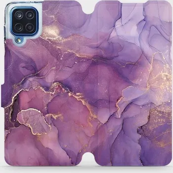 Pouzdro na mobilní telefon Flipové pouzdro Mobiwear - Samsung Galaxy M12 - VP20S Fialový mramor (Knížkové flip pouzdro, obal, kryt na mobil Samsung Galaxy M12 - VP20S Fialový mramor, materiál Umělá kůže + TPU - ochrana 360°, stojánek, silikonová vanička, magnetické zavírání)