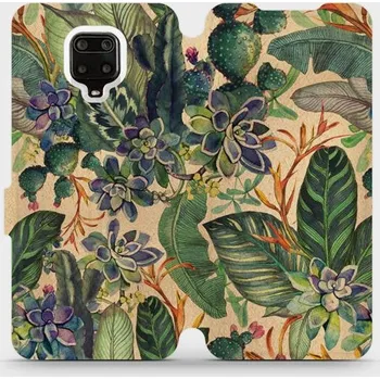 Pouzdro na mobilní telefon Flipové pouzdro Mobiwear - Xiaomi Redmi Note 9 Pro - VP05S Sukulenty (Knížkové flip pouzdro, obal, kryt na mobil Xiaomi Redmi Note 9 Pro - VP05S Sukulenty, materiál Umělá kůže + TPU - ochrana 360°, stojánek, silikonová vanička, magnetické zavírání)