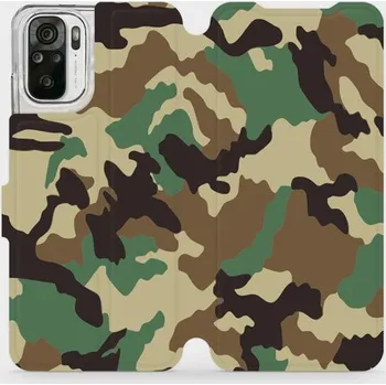 Pouzdro na mobilní telefon Flipové pouzdro Mobiwear - Xiaomi Redmi Note 10 - V111P Maskáče (Knížkové flip pouzdro, obal, kryt na mobil Xiaomi Redmi Note 10 - V111P Maskáče, materiál Umělá kůže + TPU - ochrana 360°, stojánek, silikonová vanička, magnetické zavírání)