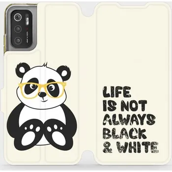 Pouzdro na mobilní telefon Flipové pouzdro Mobiwear - Xiaomi Poco M3 Pro 5G - M041S Panda - life is not always black and white (Knížkové flip pouzdro, obal, kryt na mobil Xiaomi Poco M3 Pro 5G - M041S Panda - life is not always black and white, materiál Umělá kůže + TPU - ochrana)