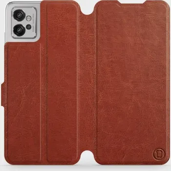 Pouzdro na mobilní telefon Flipové pouzdro Mobiwear - Motorola Moto G32 - Hnědé a šedé (Knížkové flip pouzdro, obal, kryt na mobil Motorola Moto G32 - Hnědé a šedé, materiál Umělá kůže + TPU - ochrana 360°, stojánek, silikonová vanička, magnetické zavírání)