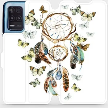 Pouzdro na mobilní telefon Flipové pouzdro Mobiwear - Realme 8 5G - M001P Lapač a motýlci (Knížkové flip pouzdro, obal, kryt na mobil Realme 8 5G - M001P Lapač a motýlci, materiál Umělá kůže + TPU - ochrana 360°, stojánek, silikonová vanička, magnetické zavírání)