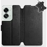 Kožené flip pouzdro Mobiwear - OnePlus Nord 2T 5G - Černé (Kožené knížkové pouzdro, obal, kryt na mobil OnePlus Nord 2T 5G, Černé, materiál Genuine Leather, ochrana 360°, stojánek, silikonová vanička, magnetické zavírání)