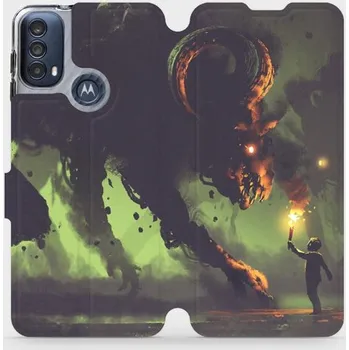 Pouzdro na mobilní telefon Flipové pouzdro Mobiwear - Motorola Moto E40 - VA08P Příšera a kluk s pochodní (Knížkové flip pouzdro, obal, kryt na mobil Motorola Moto E40 - VA08P Příšera a kluk s pochodní, materiál Umělá kůže + TPU - ochrana 360°, stojánek, silikonová vanička,)