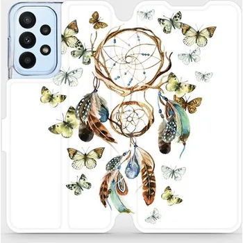Pouzdro na mobilní telefon Flipové pouzdro Mobiwear - Samsung Galaxy A23 / A23 5G M001P Lapač a motýlci (Knížkové flip pouzdro, obal, kryt na mobil Samsung Galaxy A23 / A23 5G M001P Lapač a motýlci, materiál Umělá kůže + TPU - ochrana 360°, stojánek, silikonová vanička, magnetické)