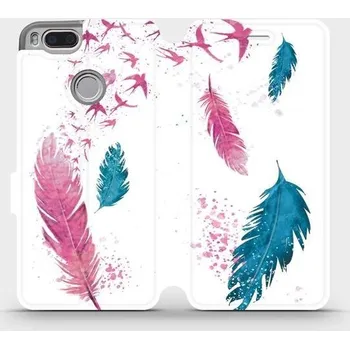 Pouzdro na mobilní telefon Flipové pouzdro Mobiwear - Xiaomi Mi A1 - MR08S Pírka (Knížkové flip pouzdro, obal, kryt na mobil Xiaomi Mi A1 - MR08S Pírka, materiál Umělá kůže + TPU - ochrana 360°, stojánek, silikonová vanička, magnetické zavírání)