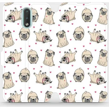 Pouzdro na mobilní telefon Flipové pouzdro Mobiwear - Nokia 2.3 - M097P Mopsíci (Knížkové flip pouzdro, obal, kryt na mobil Nokia 2.3 - M097P Mopsíci, materiál Umělá kůže + TPU - ochrana 360°, stojánek, silikonová vanička, magnetické zavírání)