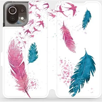 Pouzdro na mobilní telefon Flipové pouzdro Mobiwear - Xiaomi 11 Lite 5G NE - MR08S Pírka (Knížkové flip pouzdro, obal, kryt na mobil Xiaomi 11 Lite 5G NE - MR08S Pírka, materiál Umělá kůže + TPU - ochrana 360°, stojánek, silikonová vanička, magnetické zavírání)