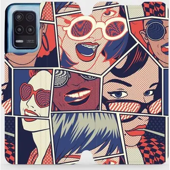 Pouzdro na mobilní telefon Flipové pouzdro Mobiwear - Realme 8 5G - VP18P Komiks (Knížkové flip pouzdro, obal, kryt na mobil Realme 8 5G - VP18P Komiks, materiál Umělá kůže + TPU - ochrana 360°, stojánek, silikonová vanička, magnetické zavírání)