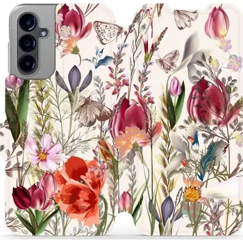 Pouzdro na mobilní telefon Flipové pouzdro Mobiwear - Samsung Galaxy A14 LTE / 5G - MP01S Rozkvetlá louka (Knížkové flip pouzdro, obal, kryt na mobil Samsung Galaxy A14 LTE / 5G - MP01S Rozkvetlá louka, materiál Umělá kůže + TPU - ochrana 360°, stojánek, silikonová vanička,)