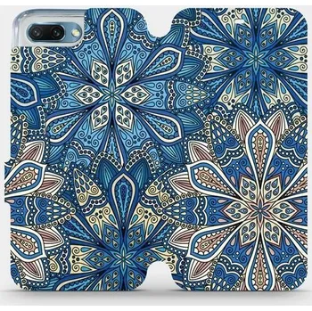 Pouzdro na mobilní telefon Flipové pouzdro Mobiwear - Honor 10 - V108P Modré mandala květy (Knížkové flip pouzdro, obal, kryt na mobil Honor 10 - V108P Modré mandala květy, materiál Umělá kůže + TPU - ochrana 360°, stojánek, silikonová vanička, magnetické zavírání)