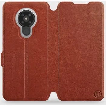 Pouzdro na mobilní telefon Flipové pouzdro Mobiwear - Nokia 5.3 - Hnědé a šedé (Knížkové flip pouzdro, obal, kryt na mobil Nokia 5.3 - Hnědé a šedé, materiál Umělá kůže + TPU - ochrana 360°, stojánek, silikonová vanička, magnetické zavírání)