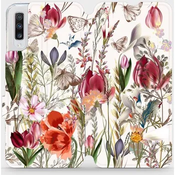 Pouzdro na mobilní telefon Flipové pouzdro Mobiwear - Samsung Galaxy A70 - MP01S Rozkvetlá louka (Knížkové flip pouzdro, obal, kryt na mobil Samsung Galaxy A70 - MP01S Rozkvetlá louka, materiál Umělá kůže + TPU - ochrana 360°, stojánek, silikonová vanička, magnetické zavírání)