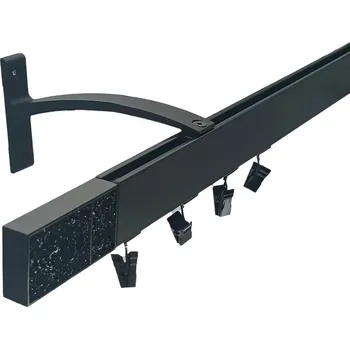 Garnýž Kovovégarnýže.cz Garnýže Square line elegance crystal dark černá matná Varianta jednořadá nebo dvouřadá: Dvouřadá, Délka: 151-200cm, Uchycení látky: jezdec s háčkem