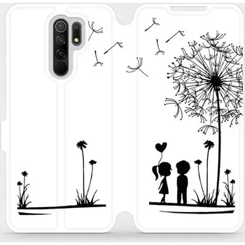 Pouzdro na mobilní telefon Flipové pouzdro Mobiwear - Xiaomi Redmi 9 - MH16P Dvojice s pampeliškou (Knížkové flip pouzdro, obal, kryt na mobil Xiaomi Redmi 9 - MH16P Dvojice s pampeliškou, materiál Umělá kůže + TPU - ochrana 360°, stojánek, silikonová vanička, magnetické zavírání)