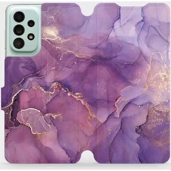 Pouzdro na mobilní telefon Flipové pouzdro Mobiwear - Samsung Galaxy A33 5G - VP20S Fialový mramor (Knížkové flip pouzdro, obal, kryt na mobil Samsung Galaxy A33 5G - VP20S Fialový mramor, materiál Umělá kůže + TPU - ochrana 360°, stojánek, silikonová vanička, magnetické zavírání)