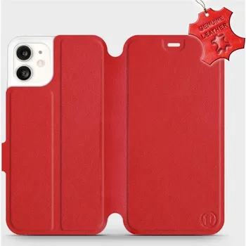 Pouzdro na mobilní telefon Kožené flip pouzdro Mobiwear - Apple iPhone 11 - Červené (Kožené knížkové pouzdro, obal, kryt na mobil Apple iPhone 11, Červené, materiál Genuine Leather, ochrana 360°, stojánek, silikonová vanička, magnetické zavírání)