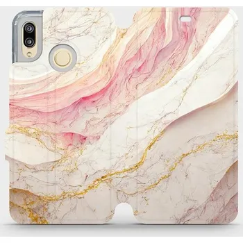 Pouzdro na mobilní telefon Flipové pouzdro Mobiwear - Huawei P20 Lite - VP32S Růžový a zlatavý mramor (Knížkové flip pouzdro, obal, kryt na mobil Huawei P20 Lite - VP32S Růžový a zlatavý mramor, materiál Umělá kůže + TPU - ochrana 360°, stojánek, silikonová vanička, magnetické)