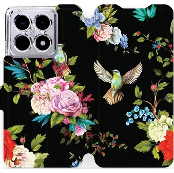 Flipové pouzdro Mobiwear - Xiaomi 14T - VD09S Ptáčci a květy (Knížkové flip pouzdro, obal, kryt na mobil Xiaomi 14T - VD09S Ptáčci a květy, materiál Umělá kůže + TPU - ochrana 360°, stojánek, silikonová vanička, magnetické zavírání)