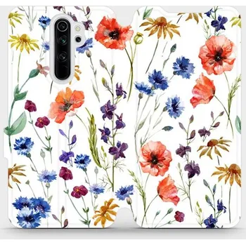Pouzdro na mobilní telefon Flipové pouzdro Mobiwear - Xiaomi Redmi Note 8 Pro - MP04S Luční kvítí (Knížkové flip pouzdro, obal, kryt na mobil Xiaomi Redmi Note 8 Pro - MP04S Luční kvítí, materiál Umělá kůže + TPU - ochrana 360°, stojánek, silikonová vanička, magnetické zavírání)