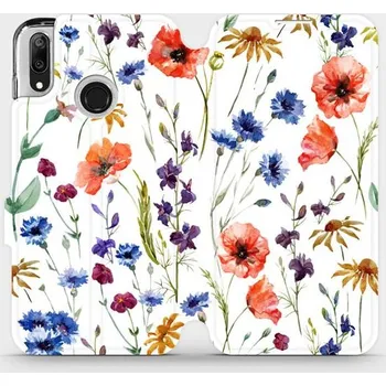 Pouzdro na mobilní telefon Flipové pouzdro Mobiwear - Huawei Y7 2019 - MP04S Luční kvítí (Knížkové flip pouzdro, obal, kryt na mobil Huawei Y7 2019 - MP04S Luční kvítí, materiál Umělá kůže + TPU - ochrana 360°, stojánek, silikonová vanička, magnetické zavírání)