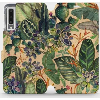 Pouzdro na mobilní telefon Flipové pouzdro Mobiwear - Samsung Galaxy A7 2018 - VP05S Sukulenty (Knížkové flip pouzdro, obal, kryt na mobil Samsung Galaxy A7 2018 - VP05S Sukulenty, materiál Umělá kůže + TPU - ochrana 360°, stojánek, silikonová vanička, magnetické zavírání)
