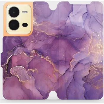 Pouzdro na mobilní telefon Flipové pouzdro Mobiwear - Vivo X80 Lite 5G - VP20S Fialový mramor (Knížkové flip pouzdro, obal, kryt na mobil Vivo X80 Lite 5G - VP20S Fialový mramor, materiál Umělá kůže + TPU - ochrana 360°, stojánek, silikonová vanička, magnetické zavírání)