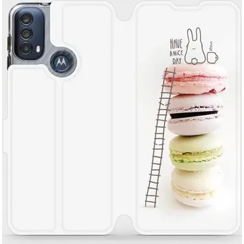 Pouzdro na mobilní telefon Flipové pouzdro Mobiwear - Motorola Moto E40 - M090P Makronky (Knížkové flip pouzdro, obal, kryt na mobil Motorola Moto E40 - M090P Makronky, materiál Umělá kůže + TPU - ochrana 360°, stojánek, silikonová vanička, magnetické zavírání)