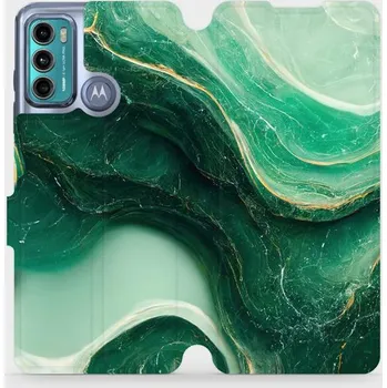 Pouzdro na mobilní telefon Flipové pouzdro Mobiwear - Motorola Moto G60 - VP38S Zelený mramor (Knížkové flip pouzdro, obal, kryt na mobil Motorola Moto G60 - VP38S Zelený mramor, materiál Umělá kůže + TPU - ochrana 360°, stojánek, silikonová vanička, magnetické zavírání)