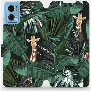 Pouzdro na mobilní telefon Flipové pouzdro Mobiwear - Motorola Moto E22 / E22i - VP06P Žirafky (Knížkové flip pouzdro, obal, kryt na mobil Motorola Moto E22 / E22i - VP06P Žirafky, materiál Umělá kůže + TPU - ochrana 360°, stojánek, silikonová vanička, magnetické zavírání)