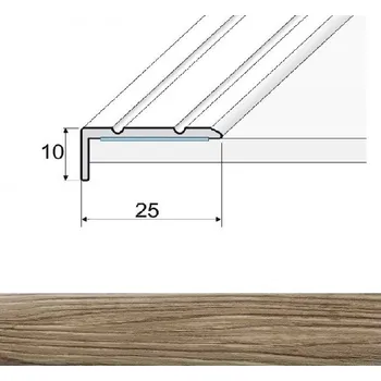 soklová lišta SH Profil, s.r.o. Effector A31D Schodová hrana 25x10, samolepící, délka 270cm Dekor: Dub tokio
