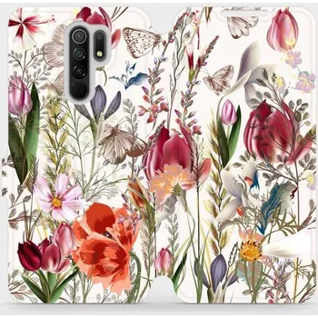 Pouzdro na mobilní telefon Flipové pouzdro Mobiwear - Xiaomi Redmi 9 - MP01S Rozkvetlá louka (Knížkové flip pouzdro, obal, kryt na mobil Xiaomi Redmi 9 - MP01S Rozkvetlá louka, materiál Umělá kůže + TPU - ochrana 360°, stojánek, silikonová vanička, magnetické zavírání)