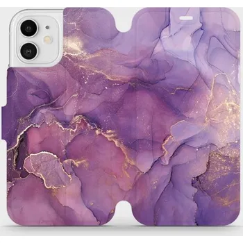Pouzdro na mobilní telefon Flipové pouzdro Mobiwear - Apple iPhone 12 - VP20S Fialový mramor (Knížkové flip pouzdro, obal, kryt na mobil Apple iPhone 12 - VP20S Fialový mramor, materiál Umělá kůže + TPU - ochrana 360°, stojánek, silikonová vanička, magnetické zavírání)