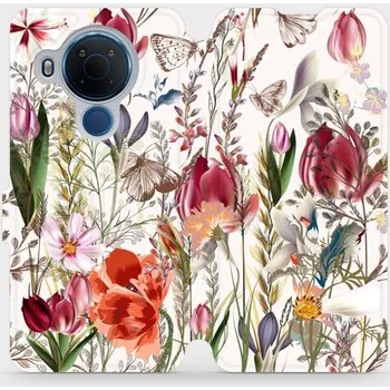 Pouzdro na mobilní telefon Flipové pouzdro Mobiwear - Nokia 5.4 - MP01S Rozkvetlá louka (Knížkové flip pouzdro, obal, kryt na mobil Nokia 5.4 - MP01S Rozkvetlá louka, materiál Umělá kůže + TPU - ochrana 360°, stojánek, silikonová vanička, magnetické zavírání)